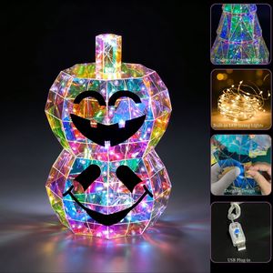Decoración de Calabaza LED para Halloween, Figura de Calabaza Iridiscente con Facetas, Luz de Mesa con Alimentación USB para Decoración de Fiestas en Casa - Product Image 4
