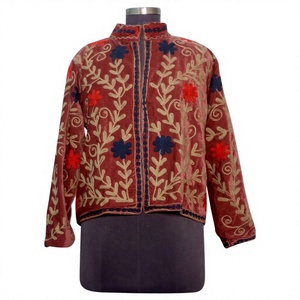 Handmade Multicolor Suzani Embroidered <b>Velvet</b> Cotton Jacket Women Breathable Floral Design Eco-Friendly Quick Dry Outdoor - Product Image 1