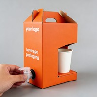 Boîte en papier pour boissons de restaurant, conception personnalisée en usine, boîte en papier pour lait avec porte-gobelets, contenants stériles pour café à emporter avec robinet