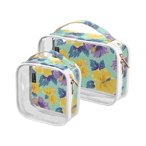 New Arrival Hawaiian Hibiscus Flower Print Small Transparent PVC Clear Cosmetic Make-Up Bags Toiletry Bag for Women Travel - Product Image 1