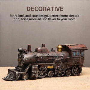 Simulation rétro de Train à vapeur décoration de Train en résine ornement décoratif modèle de Locomotive pour bureau balcon café cadeau - Product Image 6