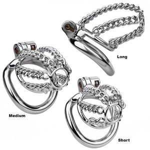 Regalo di San Valentino gabbia di castità in acciaio inossidabile e Anti-Off cintura un pezzo di castità dispositivo di blocco maschio - Product Image 1