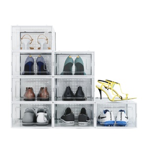 Drop Shipping Led Shoe Box Led shoes magnetic suction sneaker display AJ storage pp plastic Charging light shoe box