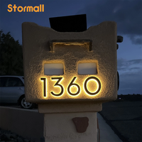 Plaque de numéro de maison LED en acier inoxydable, lumière blanc chaud, résistante aux intempéries pour villa extérieure résidentielle