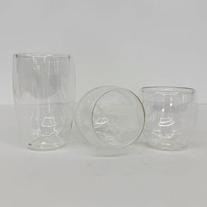 Pre-Drilled <b>Double</b> <b>Walled</b> Round 8Oz 12Oz 15Oz Clear Coffee Insulated Glass Tumbler <b>Mugs</b> Cups for Diy Glitter - Product Image 3