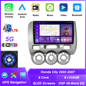BHNEW 8 + 256G 자동차 멀티미디어 시스템 혼다 적합 재즈 시티 2002-2007 GPS 네비게이션 2DIN 360 카메라 Carplay 안드로이드 헤드 유닛 - Product Image 2