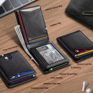 Cartera Delgada Personalizada para Hombre Boshiho, de Cuero Crazy Horse con Bloqueo RFID y Cierre de Botón, Diseño Minimalista - Product Image 4