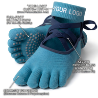 Chaussettes de yoga à cinq doigts avec logo personnalisé, antidérapantes, pour Pilates, avec picots, pour femmes, pour la danse classique, l'exercice et le studio, en gros