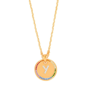 Letter <b>Y</b> Diamond Pendant <b>Necklace</b> Gold Plated Snake Chain Minimalist Everyday Wear Unisex Fine Jewelry - Product Image 1
