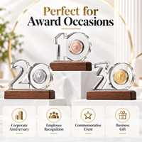 Trophée en cristal poli à la main en forme de chiffre pour récompense d'entreprise, OEM ODM