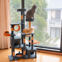 Torre para Gatos de Lujo de 64 Pulgadas con Camas de Felpa, Postes Rascadores de Sisal y Burbuja de Observación Panorámica para Hogares Modernos