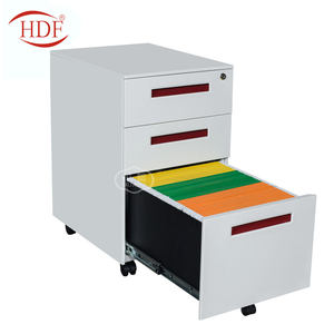 Meubles en acier vitrine verrouillable table de chevet 3 tiroirs piédestal mobile classeur suspendu avec roulettes - Product Image 3