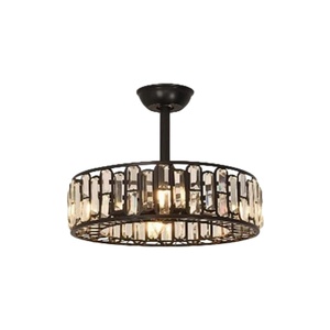 Lámpara de Techo Moderna y Elegante con Ventilador de Cristal, Negra, Iluminación Interior para Dormitorios y Comedores, Decoración del Hogar con Control Remoto - Product Image 1