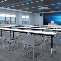 Table d'ordinateur mobile, bureau de travail moderne, bureau modulaire, table de conférence et ensemble de chaises, table de réunion