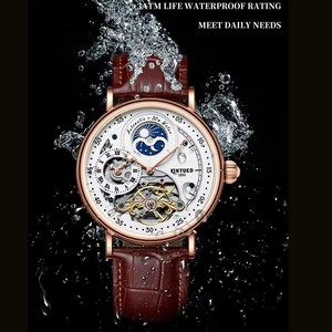 Montre mécanique automatique KINYUED pour homme, bracelet en cuir, phase de lune, étanche 3 ATM, affichage lumineux, vente en gros - Product Image 4