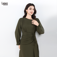 Robe longue élégante et modeste pour femmes musulmanes, à manches lanternes, avec ourlet superposé unique, tissu personnalisable
