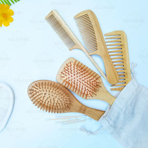 Eco-Friendly Shower <strong>Bamboo</strong>+Silicone Paddle Hair Brush <strong>Set</strong> Customized Size for Thick-Thin-Curly Hair Dry Bathroom <strong>Washing</strong> Case - Product Image 6