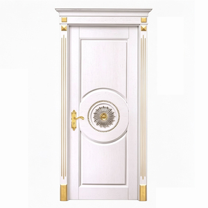 Puerta Interior Tradicional de Madera Maciza con Diseño de Tallado Circular y Detalles en Dorado para una Decoración Elegante del Hogar - Product Image 3