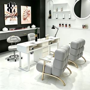 Luxury Beauty Double Professional <b>Nail</b> Salon Spa Manicurist Workbench With Dust Collector Manicure <b>Nail</b> Tables and Chair Set - Product Image 4