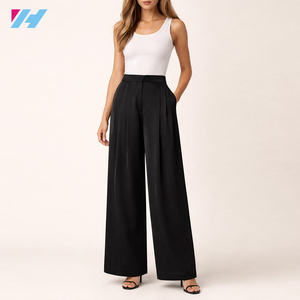 <span class=keywords><strong>Pantalon</strong></span> large <span class=keywords><strong>noir</strong></span> taille haute pour <span class=keywords><strong>femme</strong></span>, <span class=keywords><strong>pantalon</strong></span> de bureau, tenue de travail formelle, sur mesure - Product Image 1