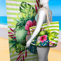 Sac de plage en toile personnalisé avec imprimé flamant rose, grand format, unisexe, pour l'été, ensemble de sacs de plage ouverts, serviette de plage de luxe