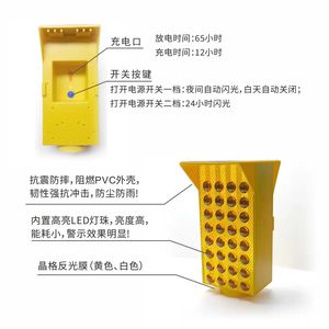 ไฟเตือนพลังงานแสงอาทิตย์แบบ LED ติดตั้งบนเสาพลาสติก IP65 สำหรับงานก่อสร้างถนนและทางหลวง - Product Image 5