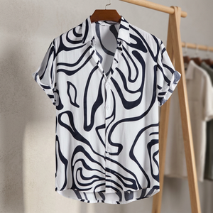 เสื้อเชิ้ตผู้ชายลายทาง ระบายอากาศได้ดี ผลิตจากโพลีเอสเตอร์ 100% เหมาะสำหรับวันหยุดพักผ่อน แขนสั้น สไตล์ลำลอง ทรงโอเวอร์ไซส์ ฮิปฮอป สตรีทแวร์ ใส่ได้ทุกวัน เสื้อผ้าฤดูร้อน - Product Image 3