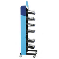 Étagère de présentation de boissons mobile à 6 niveaux en métal, avec paniers inclinables en fil métallique, pour supermarchés et magasins de proximité