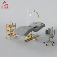Table de massage pour traitement électrique de luxe rose, extension de cils pour salon de beauté du visage, lit incurvé pour salon de beauté