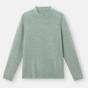 사용자 정의 로고 OEM 및 ODM 풀오버 남성 스웨터 자카드 니트웨어 면 와플 니트 점퍼 겨울 크루넥 사용자 정의 남성 스웨터 - Product Image 3