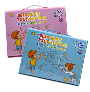 Perlengkapan Seni Rusia 208 Buah, Pastel Minyak, Krayon, Pensil Warna, Spidol, Mainan Melukis Menggambar, Set Seni dalam Kotak - Product Image 2