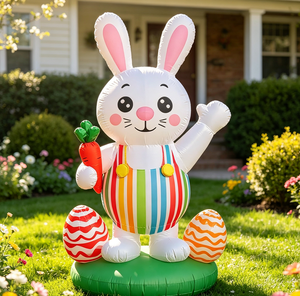 Conejo de Pascua Inflable con Zanahoria, Huevos Coloridos y Base Verde con Luces LED para Decoración Navideña en la Puerta Principal - Product Image 3