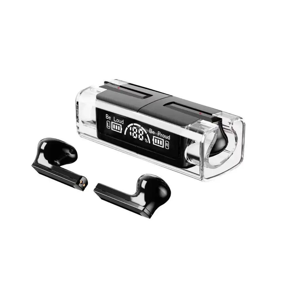 Pabrik grosir D32 nirkabel Tws Earphone transparan Enc HD Panggilan Suara jernih BH15 earbud nirkabel LB-83 dengan Digital Led