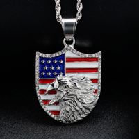 Collier pendentif en acier inoxydable plaqué or avec diamant, finition goutte d'huile, motif géométrique Aigle et chaîne Bambou, style Hip Hop, cadeau