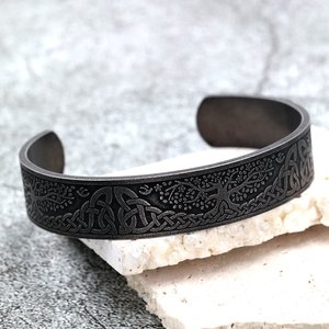 Brazalete Vikingo Nórdico de Acero Inoxidable con Patrón Animal Vintage, Joyería Unisex para Regalo - Product Image 3