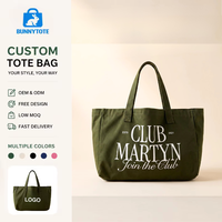Sac fourre-tout en toile vintage surdimensionné BunnyTote, écologique et recyclable, MOQ50, impression personnalisée de lettres, publicité, shopping pour femmes