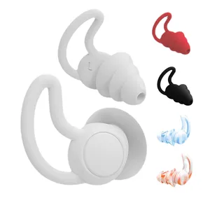 Custom Logo 3-Layer Silicone Ear Plugs Case Waterproof Soft Shark Fin Sleep Noise Reduction Earplugs Soundproof Safety Feature