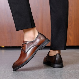 Zapatos de Hombre Modernos y a la Moda, Hechos a Medida con Logotipo, de Cuero Genuino, Suaves y Transpirables, de Punta Redonda Clásica, con Cordones, para Otoño - Product Image 3