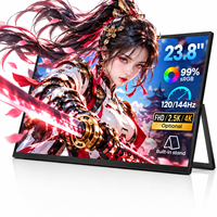 Moniteur portable 23,8 pouces pour ordinateur portable, OEM ODM, 120Hz, 144Hz, 1080P, 2.5K, 4K, personnalisé, IPS, support métallique, double USB C, pour jeux PC et travail