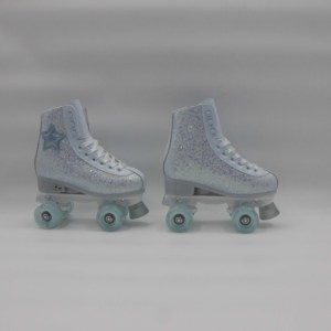 Patins à roulettes Quad en plein air pour femmes et filles de haute qualité roue en cuir scintillante avec produit à rouleaux clignotants en PVC avec dent bleue - Product Image 6