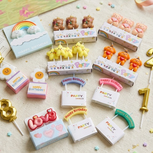 Candeline di Compleanno a Forma di Cane Sorridente con Fiore e Orsacchiotto, Decorazioni per Torte e Accessori per Feste - Product Image 1