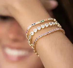 Nova moda 18K banhado a ouro grosso moldura configuração coração forma pulseiras