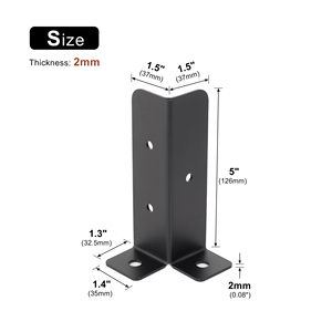 Nhiệm Vụ Nặng Nề Màu Đen Kim Loại Góc Bài Chân Đế Cho Ngoài Trời Bằng Gỗ Pergola Hàng Rào Hỗ Trợ Sàn Neo Sắt Góc Tăng Cường Khung - Product Image 5