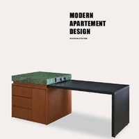 Îlot de cuisine moderne avec table à manger, personnalisable, rotatif, extensible, sur roulettes, armoire de rangement pour bar à petit-déjeuner