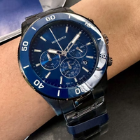 Montre chronographe de plongée pour homme avec lunette vert émeraude, cadran vert bicolore or rose, trois sous-cadrans, résistance à l'eau 100M, date