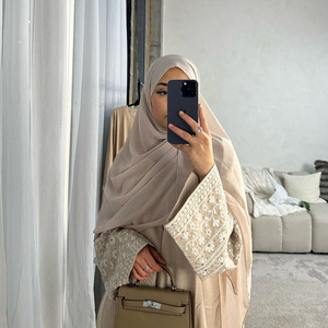 LM084 ricamo margherita Texture aperta Abaya modesto - Product Image 4