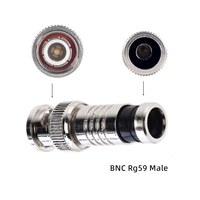 Conector inteligente de compresión macho BNC RG58 RG6 Cable coaxial Cámara CCTV Conector BNC a la venta Conector de alimentación Rg59 personalizado