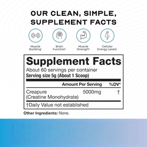 Creatina Monohidrato en Polvo para Deportistas, Favorece el Crecimiento Muscular, la Fuerza y la Función Cognitiva, Compatible con OEM y ODM - Product Image 4