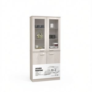 Mueble de Salón con Puertas de Vidrio, Armario de Almacenamiento de MDF de Madera de Pino Blanco Sólido de 33.5 x 13.8 x 39.4 Pulgadas - Product Image 1