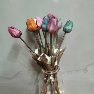 Sen Masine fausses fleurs automne couleur unique touche réelle tulipes fleurs artificielles pour la décoration d'arrangement à la maison